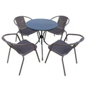 A Set of Modern Outdoor High Back Terrace Chairs and Tables Rattan Chairs Garden Furniture and Leisure Tables and Chairs