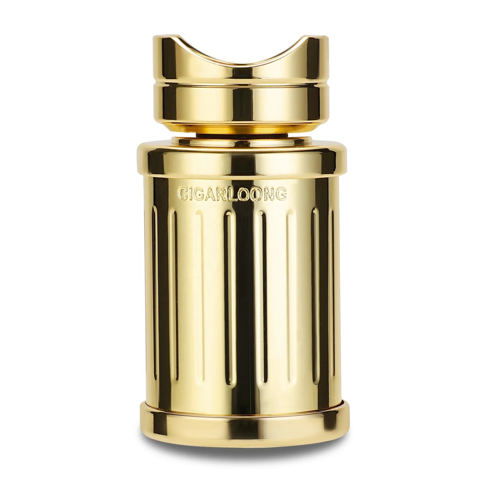 New Creative Design Brass Metal  3 in 1 Cigar Holder with Cigar Punch and Flint Container Inside Cigar Rest