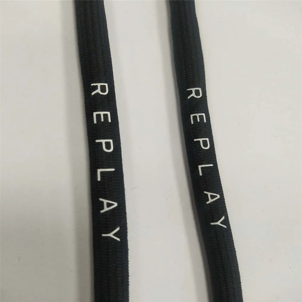 Hot Sale Custom Black Printed Polyester Drawcords for Garments for Hoodies-100% Polyester Material