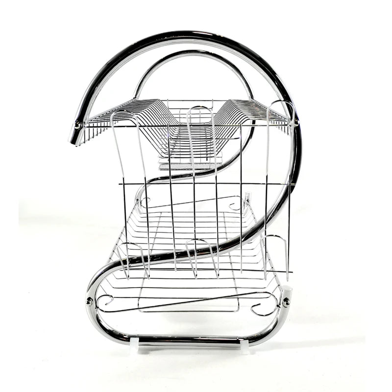 Stainless Steel Double Tier Dish Drying Rack with Foldable Design Non-Slip Feet Customizable Color Kitchen Storage Organizer