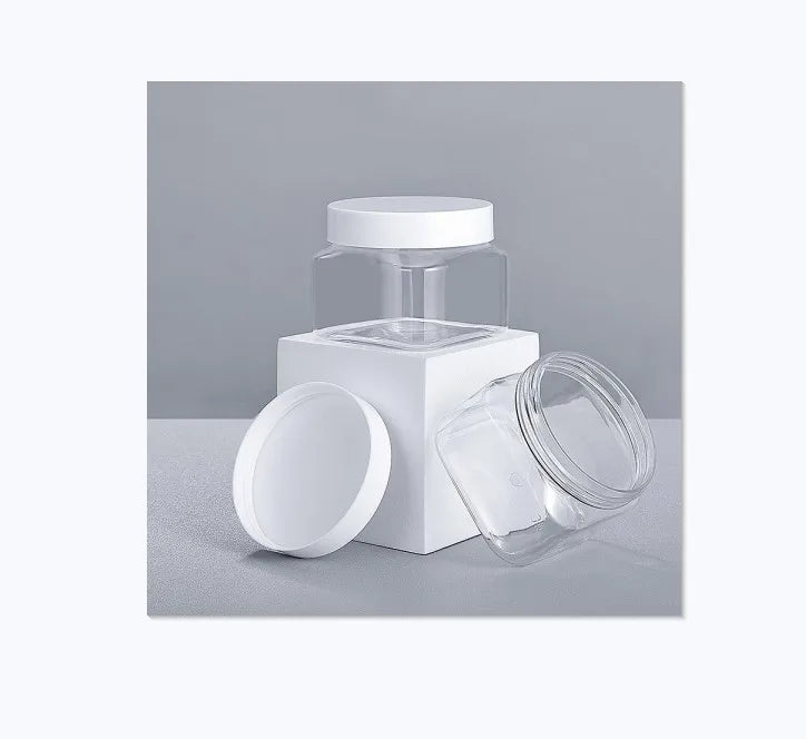 68mm Square PET Plastic Cosmetic Container 150g Wide Mouth Jar for Scrub Skin Care Cream Body Butter