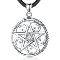 Original Design 925 Sterling Silver Wiccan Star Tetragrammaton Pentagram Pendant Necklace with Cubic Zirconia