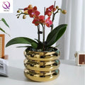 Electroplated White Gold Silver Small Flowerpot Nordic Round Ceramic Vase Living Room Table Decoration
