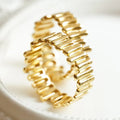 H&F Original 14k Solid Gold Ring Vintage Rose Wedding Fine Initial Class Shower CurtainRings for Girls Gold