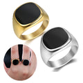 Anillo High Quality Fashion Jewelry Men Black Enamel Finger Ring Custom Gold Stainless Steel Cocktail Ring Hiphop Street Boy