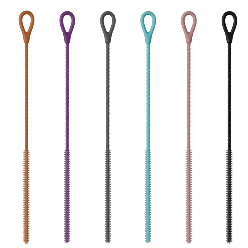 Silicone Straw Brushes Reusable Hanging Straw Cleaning Brush Long Straw Cleaner Bendable Crevice Brush Pipe Cleaner Stainless