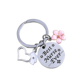 BM Custom Promotion Gift Thanksgiving Day Stainless Steel Hat Flower Keychain for Nurse