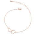 Women's Double Love Heart Shaped Bracelet Non-Tarnish Sterling Silver Fashion Charm