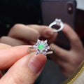 Elegant Classic 925 Sterling Silver 5mm*5mm Natural Opal Gemstone Engagement Ring for Women-Wedding & Party Occasions