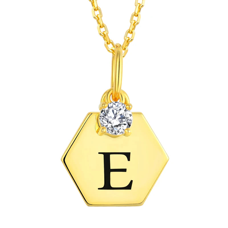 Custom 18K Gold Plated Initial E Necklace CZ Stone Fine Jewellery Gift Women Sterling 925 Silver Letter Necklace Wholesale