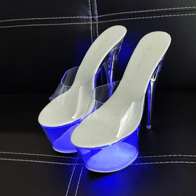 Hot Selling Stripper Pole Sandals for Lady Led Flash Lights Women High Heel Shoes Stiletto Heels Luxury slippers for Women