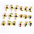 CZ8119  Chic Rainbow Little Mini Minimal CZ Zircon Micro Pave Heart Star Hand Crescent Charm Pendant for Jewelry Making