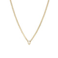 LOZRUNVE 925 Sterling Silver Gold Plated Curb Chain Pear Shape Diamond CZ Necklace