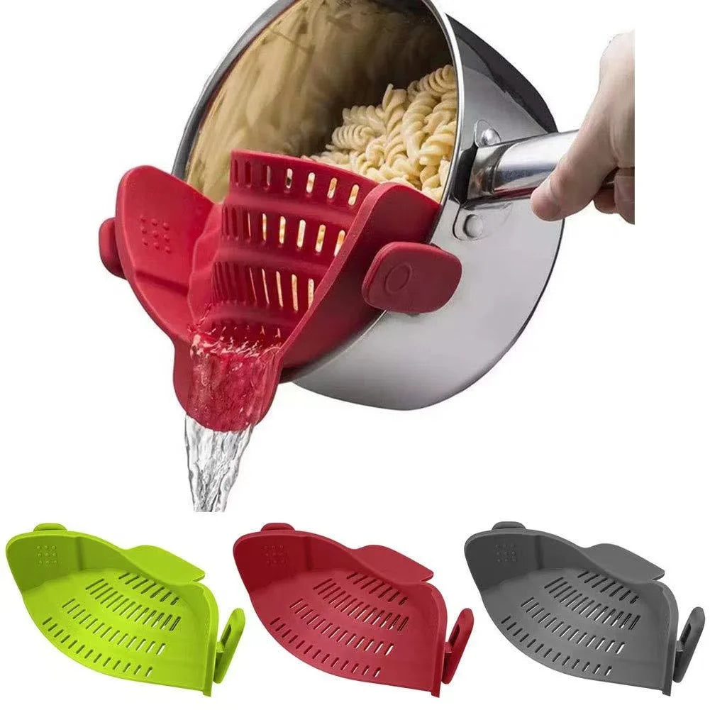 Heat Resistant SnapStrainer Food Pasta Strainers Colander Drainer Silicone Clip on Strainer for Fit All Pots Bowls