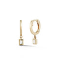 LOZRUNVE 925 Sterling Silver Gold Plated Delicate Solitaire Bezel Baguette Drop Mini Huggie Earring