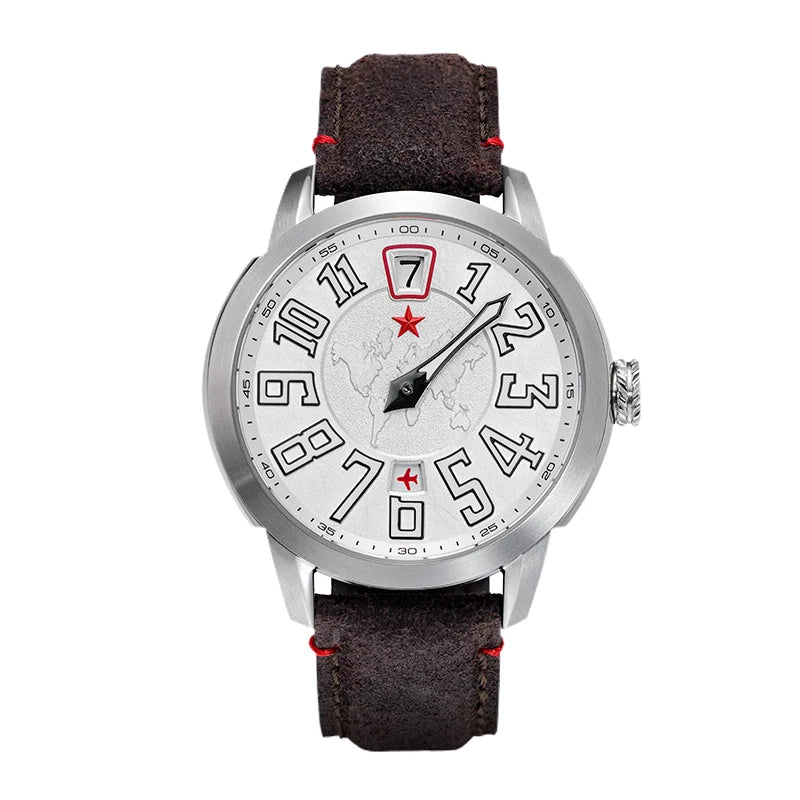 Red Star 1963 One-Handed Automatic Mechanical Wristwatch Sapphire Luminous Movement Leather China Aviation Design Model ST1721