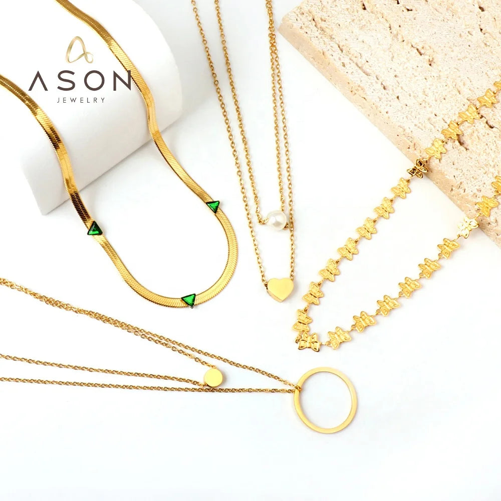 Ason Price Stainless Steel Cuban Chain Heart Pearl Necklace Women Men Jewelry Designer Jewelry butterfly Pendants for Necklace