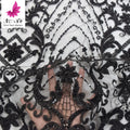 French Black Tulle Pearls Lace Fabrics With Sequins Handmade Beaded Fabric for Wedding Dress HY1267-1