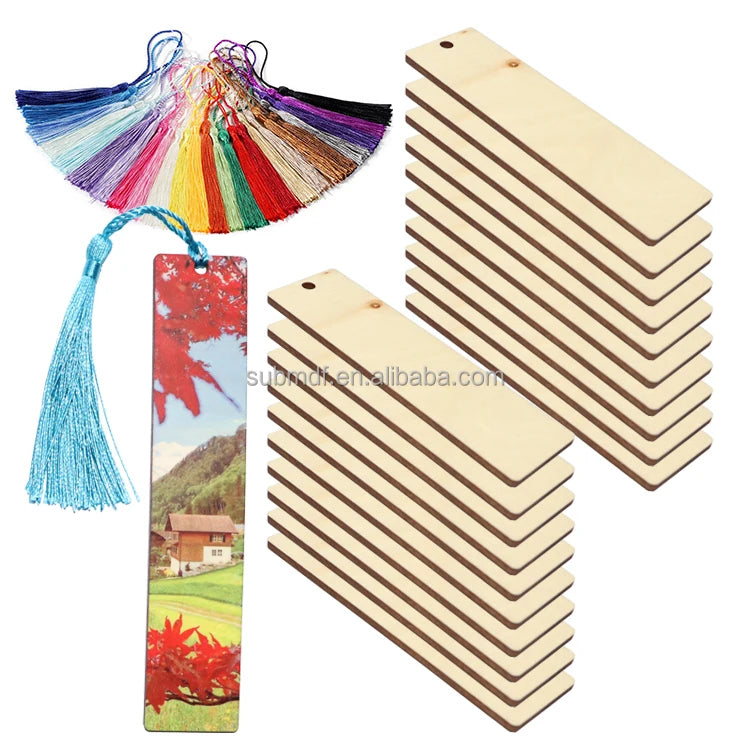 With Tassels Double Side Sublimate Plywood Crafts Sublimation Blank Bookmark Heat Transfer DIY Printing Wood Gift