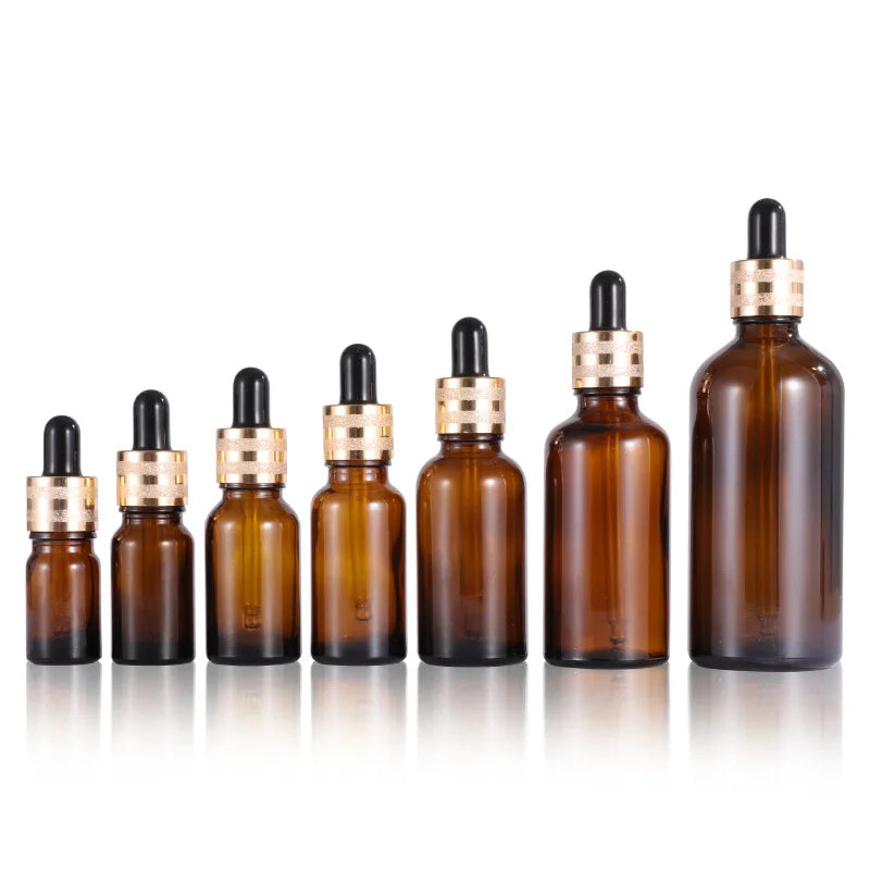 Ready to Ship 5ml 10ml 15ml 20ml 30ml 50ml 100ml Amber Textured Glass Essential Oil Dropper Bottle