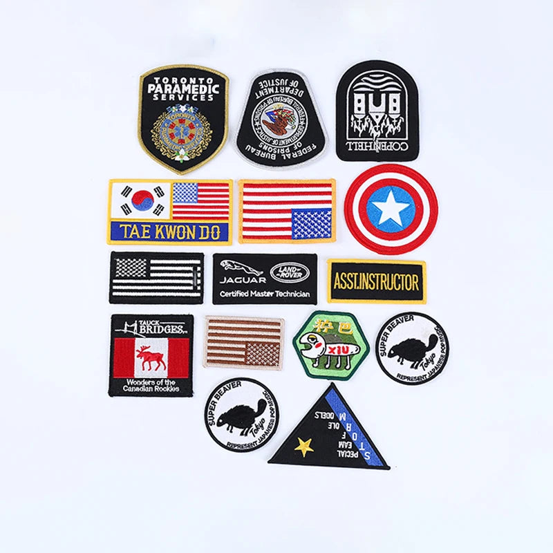 Wholesale Iron on Brand Logo Embroidery Tracksuit Patches Embroidered Football Uniform Sew on Badges for Garment
