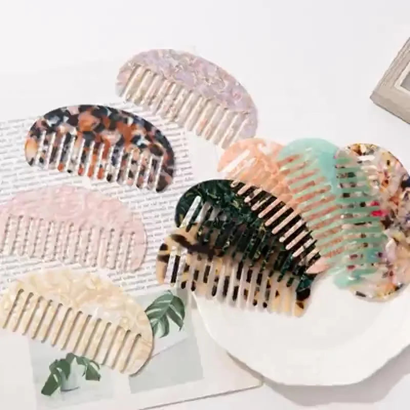 3.5mm Thickness Custom Logo Eco-Friendly Waterproof Hair Brush Wide Tooth Tangle Acetate Hair Combs