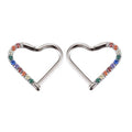 ASTM F136 Titanium Rainbow Zircon Heart Clicker Earrings Tragus Piercing
