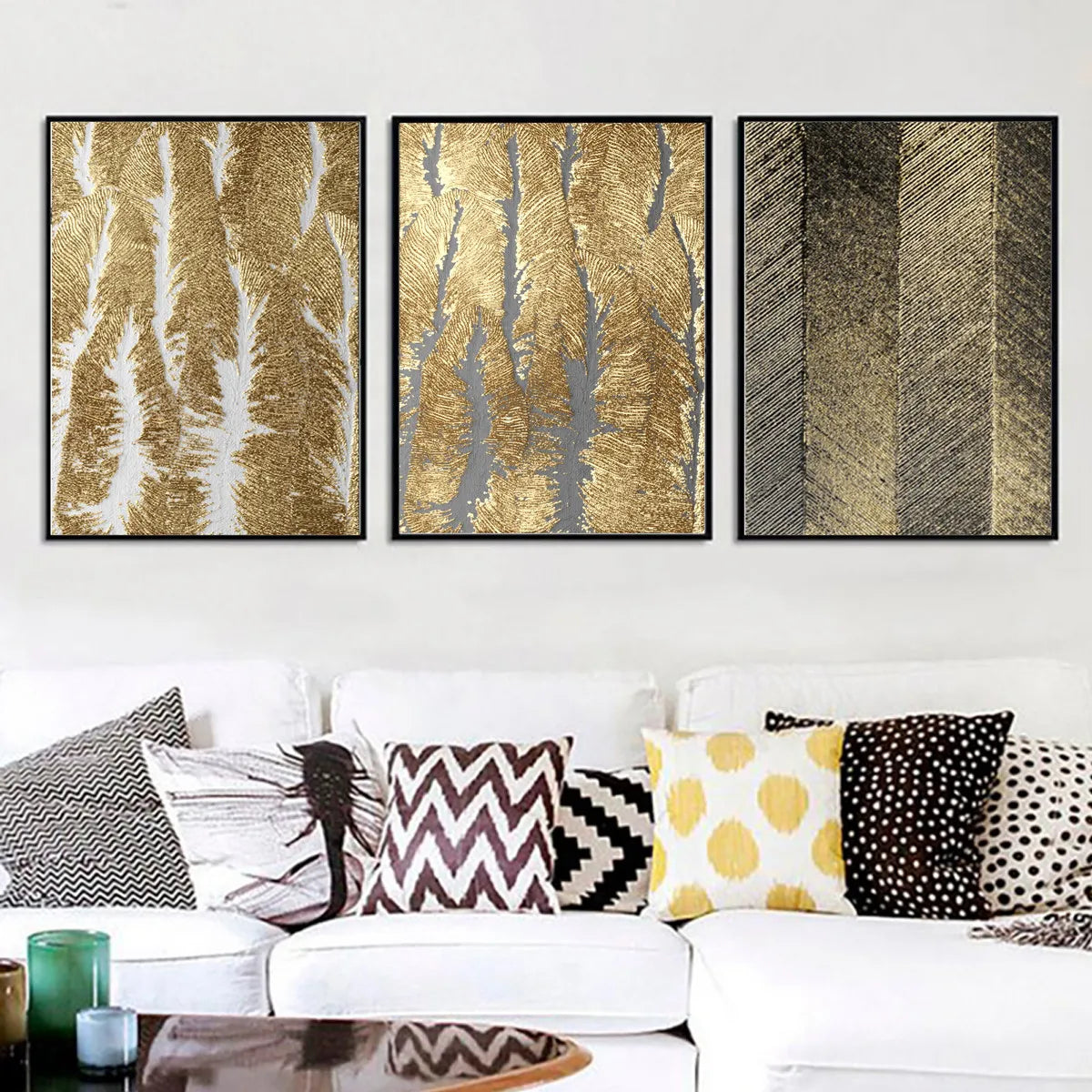 Chic Gold Foil Texture Canvas Poster Wall Hangings Living Room Decor Art Print