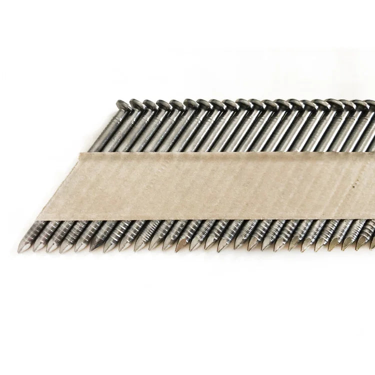 Customized Ultra-Strong Anti-Rust 304 316 Stainless Steel Framing Nails 34 Degree Spiral Shank with Ring Screw for Paper Strip