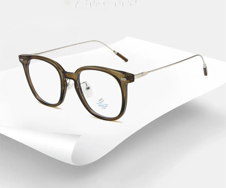 Wholesale Literary Retro Anti-Blue Glasses Fashion Simple Large Frame Plain Face Light Mirror Advanced Sense Tr90 Frames