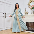 Top Selling Muslim Dress Fashion Middle East Chiffon Graceful Fashionable Blue Kaftan Hooded Embroidery Abaya