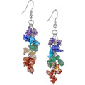 Natural Tumbled Stones Earrings for Women Reiki Healing Crystal Long Dangle Hook Eardrop