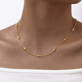 Wholesale Stainless Steel Simple Jewelry 18k Gold Plated Charm Bead Round Snake Chain Necklace for Women