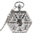 Manual Watches Key Chain Retro Hexagonal Snowflake Roman Mechanical Pocket Watches