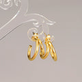 Fashion Jewelry Earrings Stainless Steel Double Tube C Shape Earrings Gold Women's Accessories Earrings