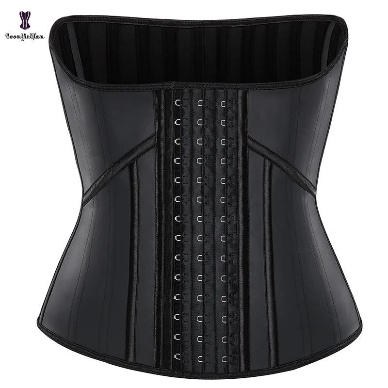 Women's 28CM Front Cincher Shaper Firm Fajas Colombianas Belly Flat Sheath Shinny Latex Corset 21 Steel Bone Waist Trainer