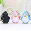 Cute Penguin Keyring LED Torch With Sound Light Keyfob Kid Toy Gift Fun Animal Keyholder Flashlight Keychain