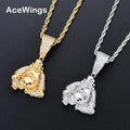 AceWings CN074 Bling Bling CZ Buddha Design Gold/Silver Plated Rope Chain Iced Out Hip Hop Gift Necklace