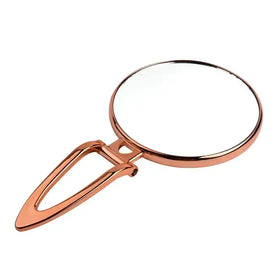 Private Label Dual Sided Magnifying Foldable Round Glass Frame Handheld Cosmetic Mirror with Handle