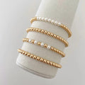 Go2boho Luxury Imitation Pearl Beaded Jewelry Delicate Gold Beaded Bracelet Stack 18K Gold Filled Beaded Bracelets for Women