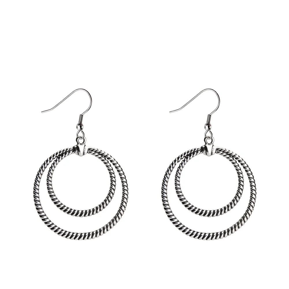 Cheap Promotion Geometric Shape Drop Statement Earrings Custom Name Hoop Earrings