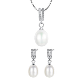 Daidan Jewelry Set Women Pearl Jewelry Set Women 100% Sterling Silver 925 Zirconia Real Pearl Jewelry Set