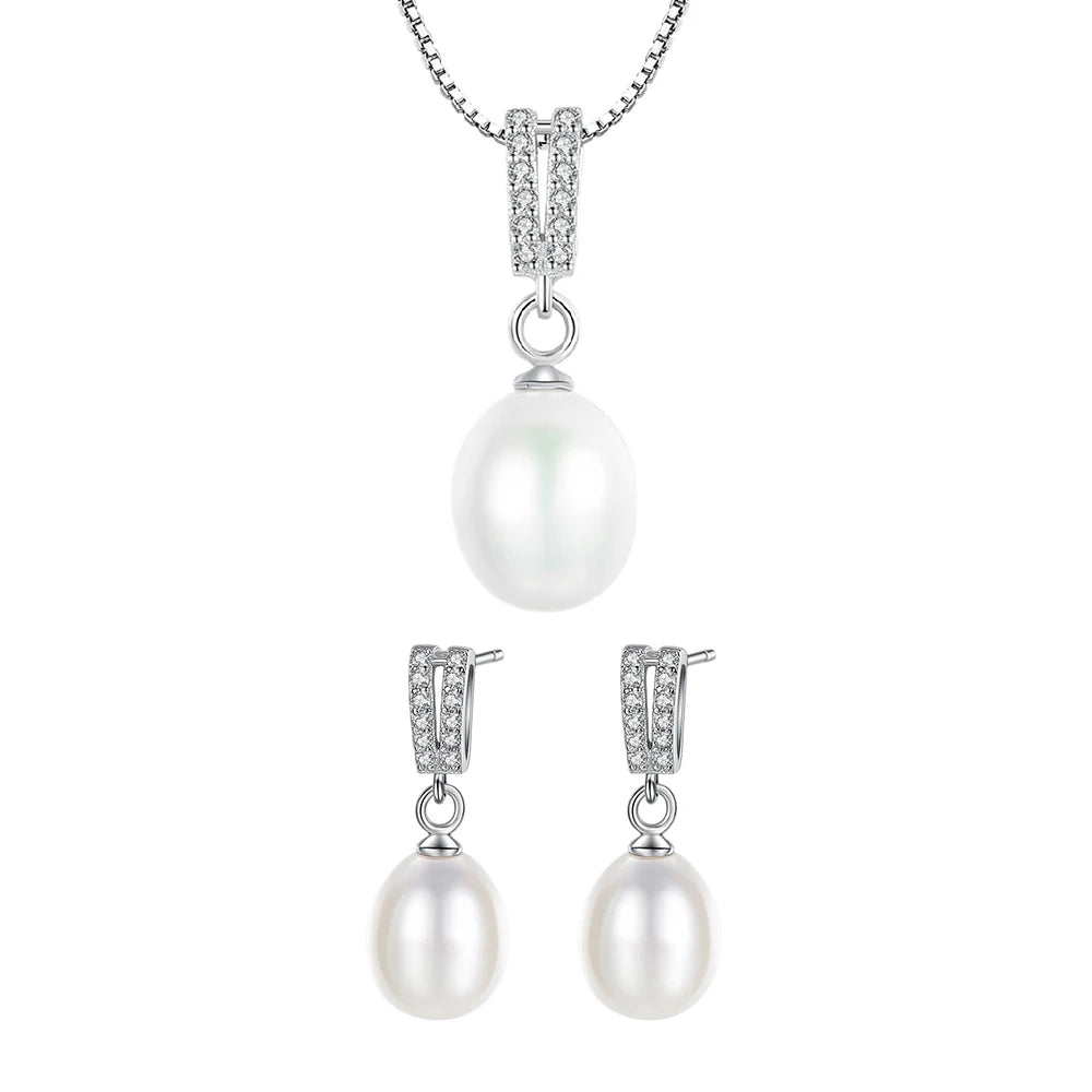 Daidan Jewelry Set Women Pearl Jewelry Set Women 100% Sterling Silver 925 Zirconia Real Pearl Jewelry Set