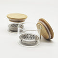 Nail Acrylic Brush Cleaner Dappen Dish Glass Wash Pen Crystal Washing Cup with Bamboo Lid