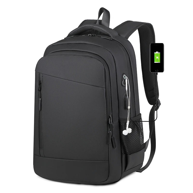 Custom Logo Large Capacity College Student School Bag Men USB Waterproof Business Laptop Backpack With Headphone Jack
