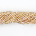 Wholesale Natural Plated AB Micro Faceted Round Gold Rutilated Quartz Beads for DIY Jewelry Making 3 4 Mm Length 38cm 15"