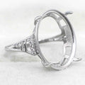 Sterling Silver 15*19mm Semi Mount Ring Empty Frame Blank Support Claws Setting S925 Base Holder Without Center Stone for Inlay