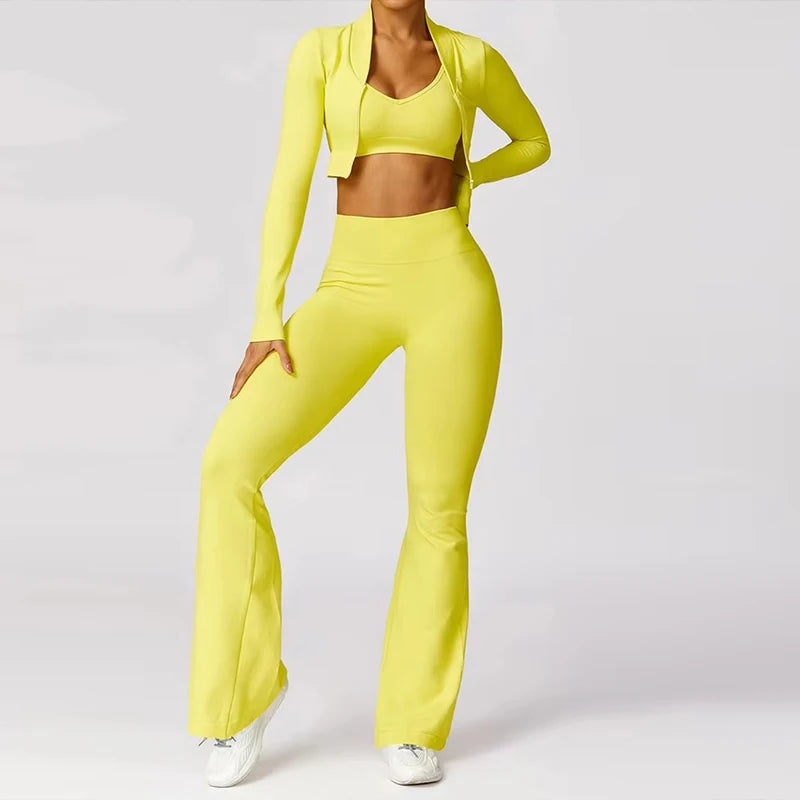 Fitness Yoga Set Women Print Four-Way Stretch Breathable Athletic Suit Sexy Bra Jacket High Waist Leggings Female Sportswear