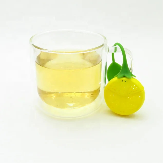 WELAND Food Grade Lemon Silicone Tea Infusers Tea Infuser Set of 2 - Loose Leaf Tea Silicone Strainer with Long Handle