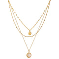 JINYOU 529 Bohemian Round Pendant 18K Gold Plated Chain Necklace 316L Stainless Steel Collar Necklace Jewelry